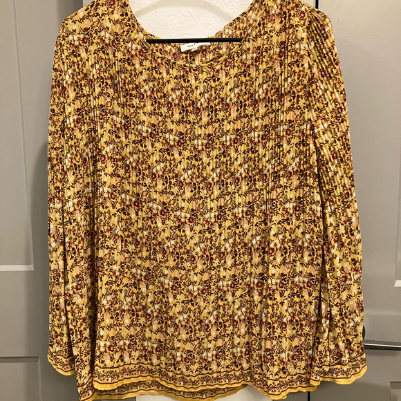 Max Studio Tops - Max Studio Yellow and Brown Floral Blouse